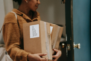 woman with box